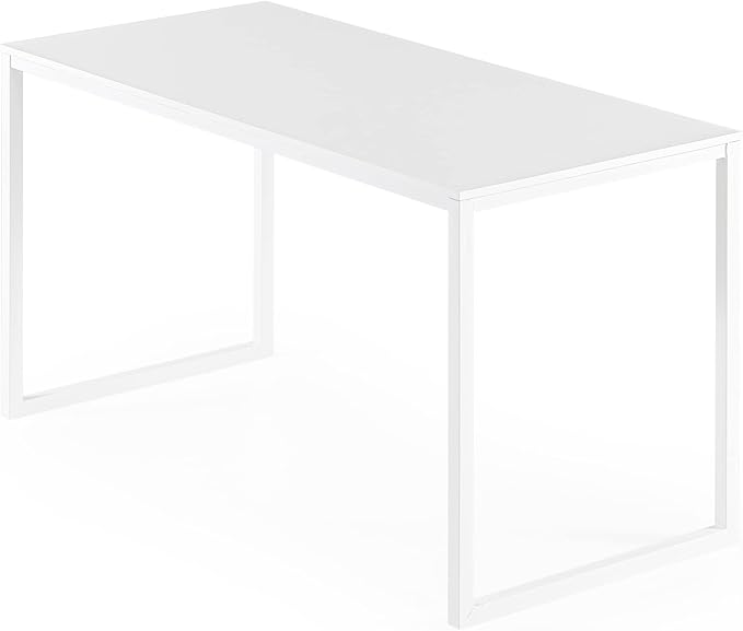 Zinus Jennifer 55 Inch White Frame Desk Computer Workstation Office Desk Easy Assembly White