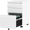 Mobile File Cabinets 3-Drawer Mobile File Cabinet with Lock Office Storage Filing for Legal/Letter Size Pre-Assembled Metal