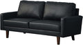INSTORY Leather Sofa Modern Couch with Wooden Legs for Living Room Office - Black