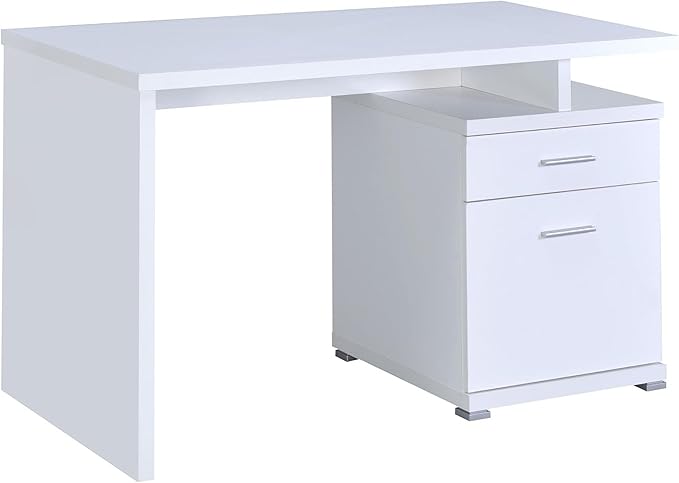 White 2-Drawer Reversible Office Desk