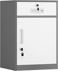 File Cabinet with Lock Under Desk Metal Filing Cabinet 1 Drawer and 1 Cabinet File Cabinet(Color:Gris)