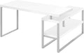 Monarch Specialties I 7585 Computer Desk Home Office Corner Left Right Set-up Storage Shelves 60 L L Shape Work Laptop Metal Laminate White Grey