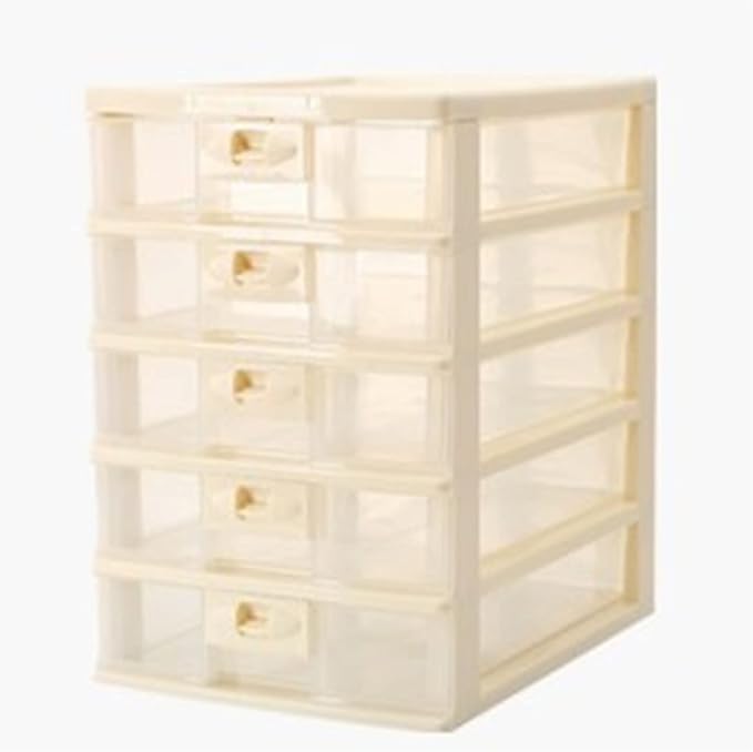 File Storage Cabinets Office Desktop Storage Box Multi-Layer Drawer Paper Office Supplies Finishing Transparent File Cabinet(Beige)