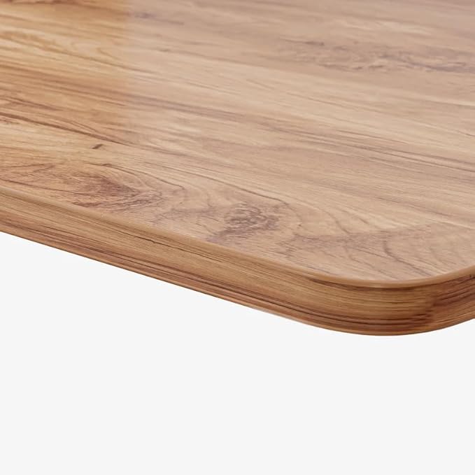 FEZIBO 48 x 24 Inch Whole-Piece Height Adjustable Standing Desk with Double Drawers Sit Stand Desk Stand Up Table (Send Two Packages) Light Rustic Top