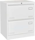 2 Drawer Metal Lateral File Cabinet with Lock Office Vertical File Cabinet for Home Office Legal/Letter/A4 Size Locking Metal File Cabinet Assembly Required Storage Drawers (White)