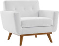 Modway Engage Mid-Century Modern Upholstered Fabric Armchair in White