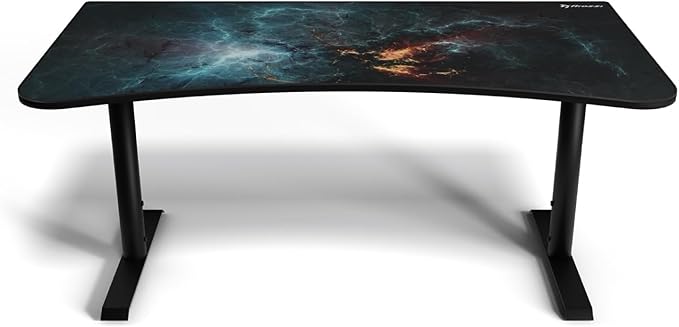 Arozzi Arena Special Edition Ultrawide Curved Gaming and Office Desk with Full Surface Water Resistant Desk Mat Custom Monitor Mount Cable Management Cut Outs - Omega