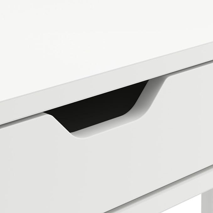 Bush Home Nora 54W Writing Desk with Storage in Pure White | Large Wooden Computer Table for Home Office Study Room or Entryway