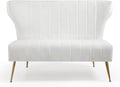 50’’ Armless Loveseat Sofa Comfy Upholstered Velet Small Couch Sofa with Gold Legs 2 Seater Tufted Modern Couch for Living Room Bedroom Apartment Small Space (White)