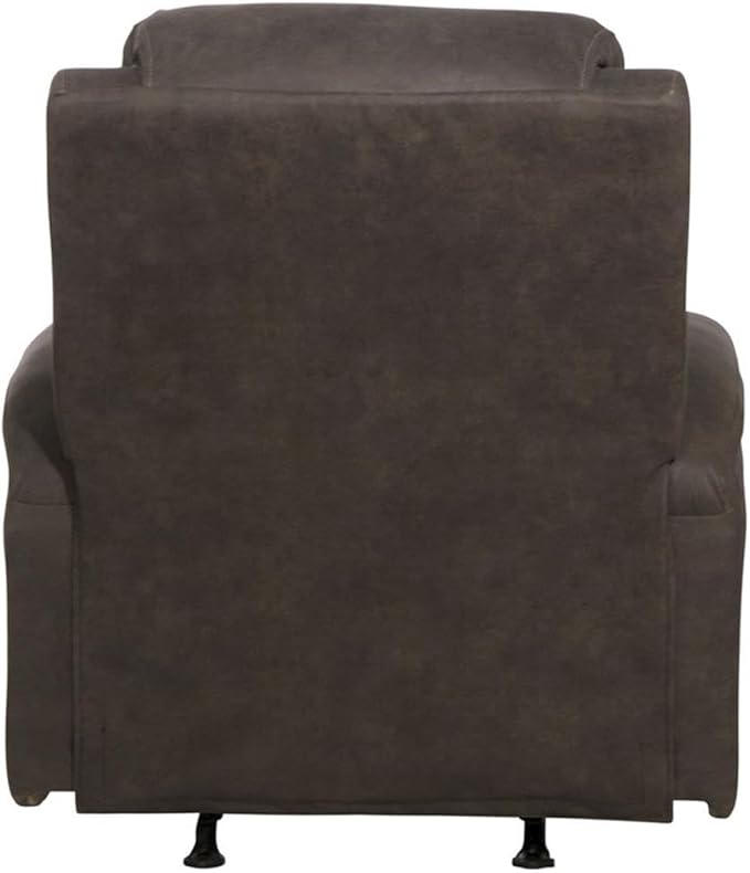Bowery Hill Rocker Recliner with Cupholders Gray Polyester Fabric 33.5 W x 40 D x 39 H Transitional Style Cool Gel Memory Foam Seating Smooth Rocking Motion Comfortable Home Living Room Chair