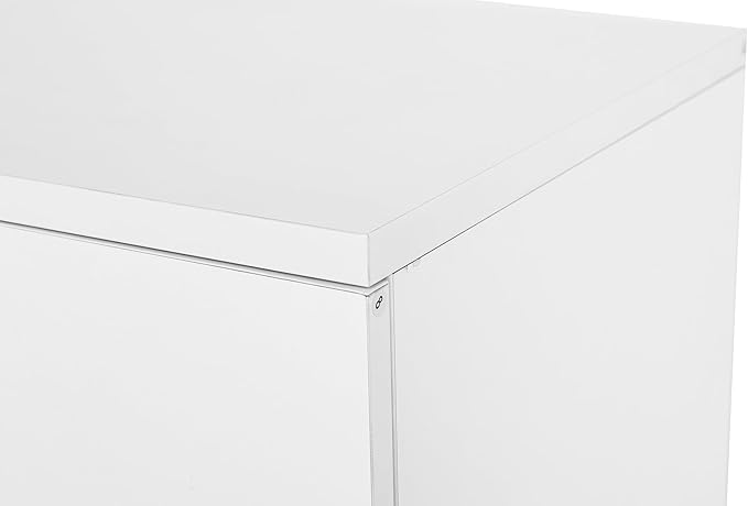 5 Drawer Wooden Storage Cabinet with Wheels Mobile Rolling File Cabinet Wood Dresser Chest for Home Office Bedroom or Living Room (White)