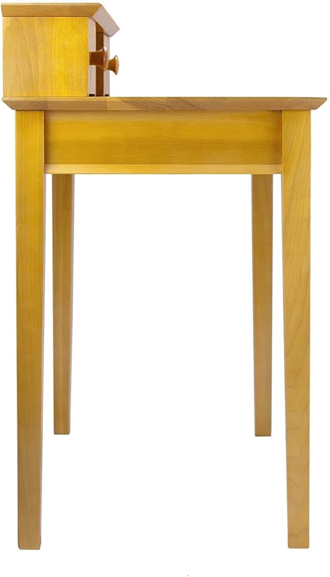 Maykoosh Writing Desk with Hutch - Honey Pine Finish 3 Drawers Home Office Desk Light Wood Workspace