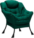 HollyHOME Modern Fabric Large Lazy Chair Accent Oversized Comfy Reading Chair Thick Padded Cozy Lounge Chair with Armrest Steel Frame Leisure Sofa Chair for Living Room Bedroom Dorm Green