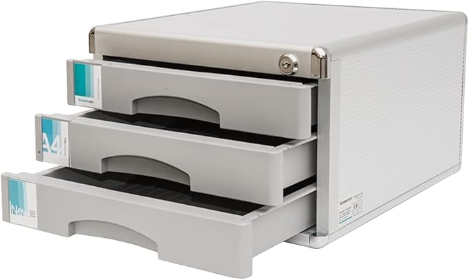 Flat File Cabinet Storage Desktop Drawer Cabinet 3 Drawers Aluminum Alloy Storage Drawers Desk Storage A4 Office Box With Lock.
