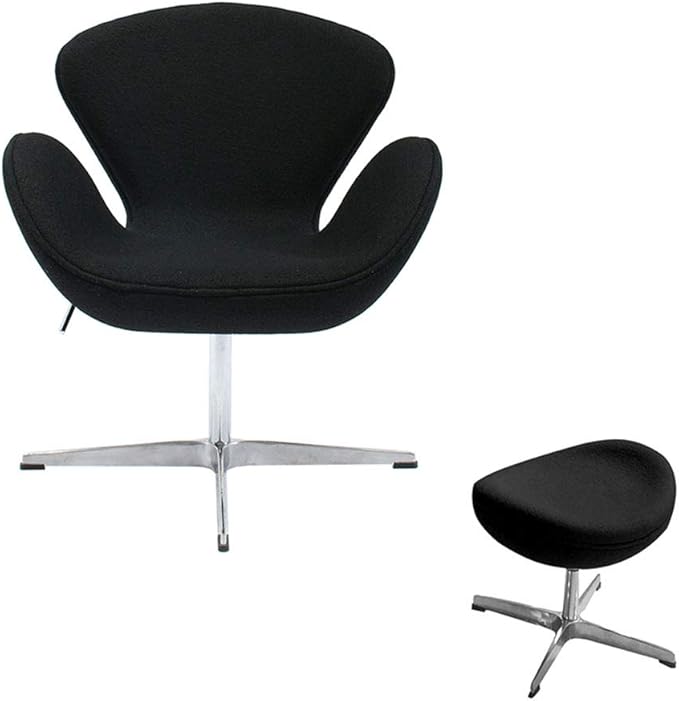 FCD Classic Swan Chair Swivel Height Adjustable Lounge Chair Cashmere(Without Ottoman Black