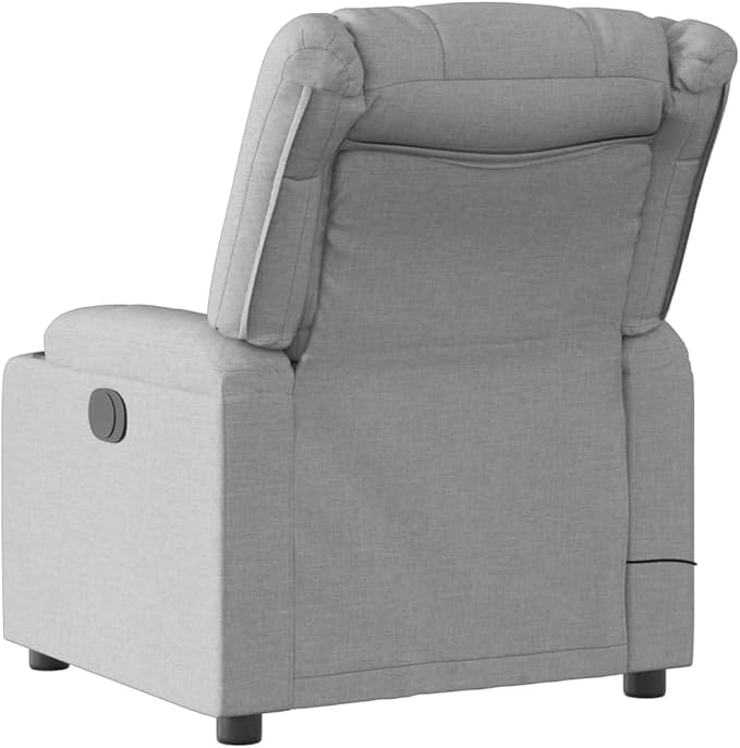 vidaXL Massage Recliner Chair for Elderly - Manual Recliner Lounge Armchair with Vibration Massage Cup Holders Side Pocket in Light Gray Fabric