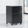 Floor Standing File Cabinet Movable Cabinet Three Drawers Steel Movable Push Cabinet Lockable Storage Cabinet (Gold)