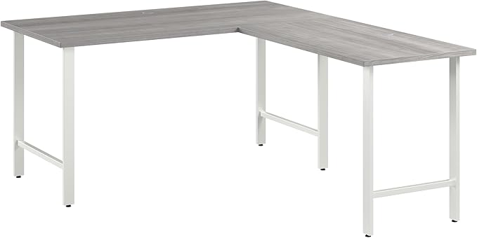 Bush Business Furniture Hustle 60W x 30D L Shaped Computer Desk with Metal Legs in Platinum Gray Modular Corner Table for Home and Professional Office