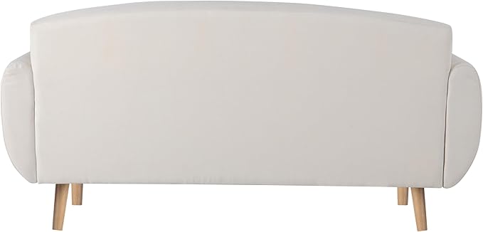 Serta Gatewood 61.2 Modern Boho Sofa Curved Arms and Back Cushion Dream Coil Comfort Solid Wood Legs Easy Assembly Woven Polyester Fabric Cream