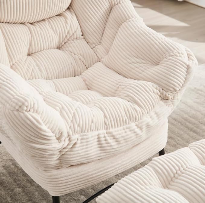 Lazy Chair with Ottoman Modern Lounge Accent Chair with Armrests &amp Side Pocket Reading Chair &amp Leisure Upholstered Footrest for Small Space Comfortable Living Room Chairs &amp Bedroom Chai