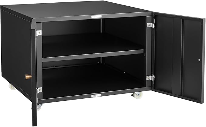 Office Furniture Copier Cabinet with Storage 2 Door Steel Mobile File Cabinet Printer Stand with Adjustable Shelf for Home Office (Black 23.62 D x 23.62 W x 17.72 H)