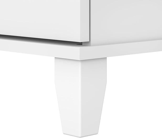 Bush Furniture Somerset L Shaped Desk with Hutch in White | Corner Computer Table with Drawers Cabinets and Pullout Keyboard/Laptop Tray for Home Office