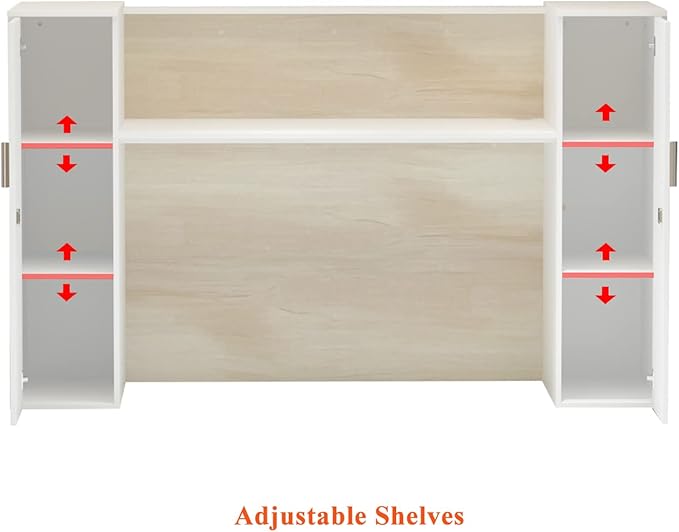 Homsee Modern Reception Desk Counter with 2 Lockable Doors &amp 6 Storage Compartments Office Wooden Computer Desk with 2 Cabinets &amp Adjustable Shelves White and Brown (70.9”L x 23.6”W x 43.3”H