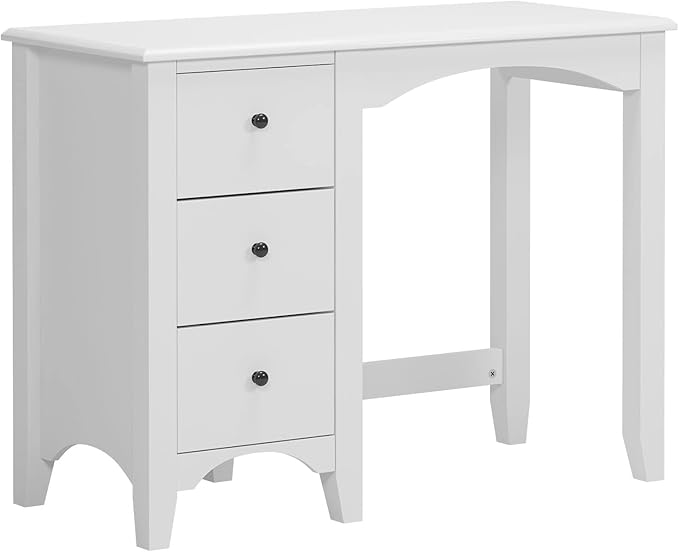 sogesfurniture 37.4inches Makeup Vanity Table with Drawers Computer Desk Writing Study Desk for Home Office Dressing Table White