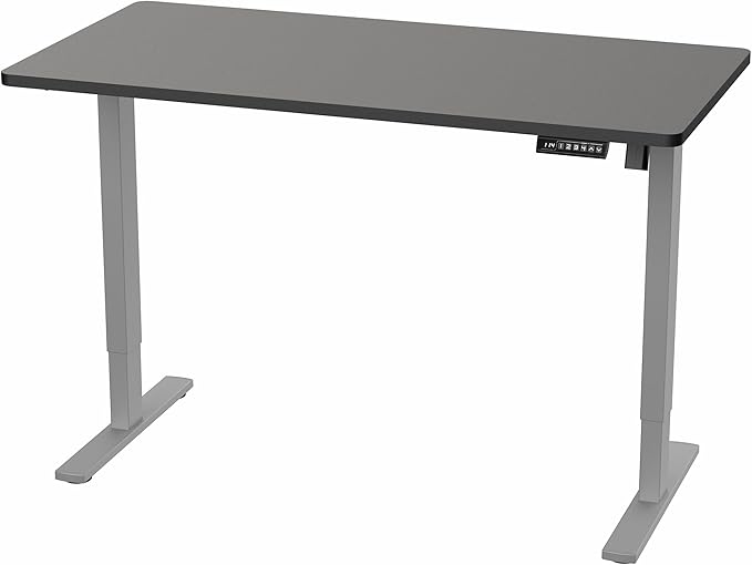VIVO Electric 55 x 28 in Standing Desk Memory Height Adjustment 1B Series Holds 220 lbs One-Piece Black Top Gray Frame DESK-KIT-1G55B