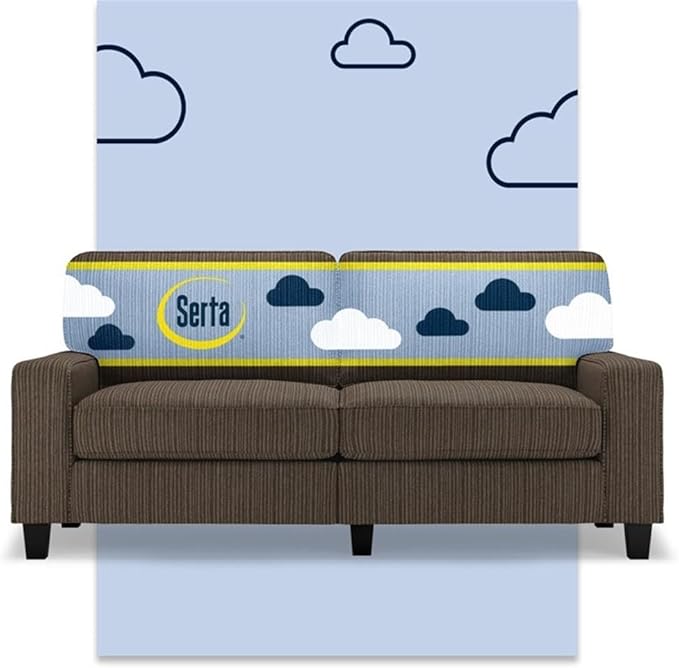 Pemberly Row Modern 73 Track Arm Sofa Removable Covers Brown Polyester Upholstery Space-Saving Design Solid Wood Frame Comfortable Seating for Living Room Home Office or Small Apartments