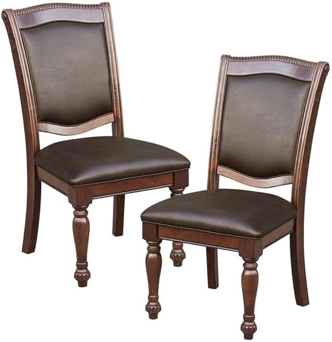 Pemberly Row Faux Leather Side Chair – Upholstered Wood Frame Accent Chair 19.5 Seat Height 40.5 H x 24.5 W x 26 D Adult Seating
