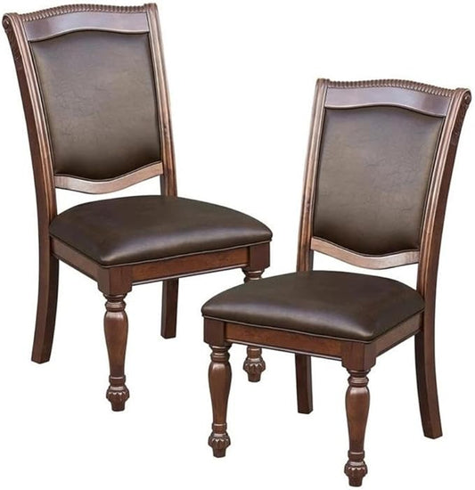 Pemberly Row Faux Leather Side Chair – Upholstered Wood Frame Accent Chair 19.5 Seat Height 40.5 H x 24.5 W x 26 D Adult Seating