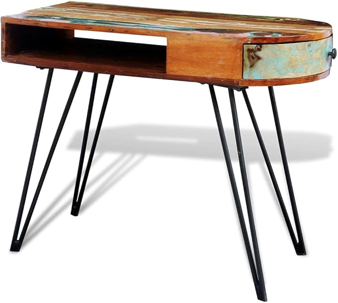 vidaXL Desk Computer Desk Home Office Desk with Iron Legs Solid Wood Reclaimed
