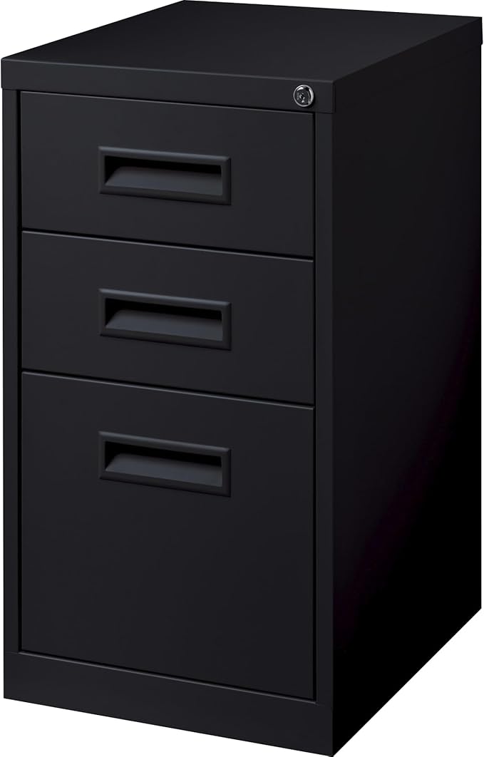 Lorell 1-Divider Mobile Pedestal Box/Box/File 15 by 19 by 27-3/4-Inch Black