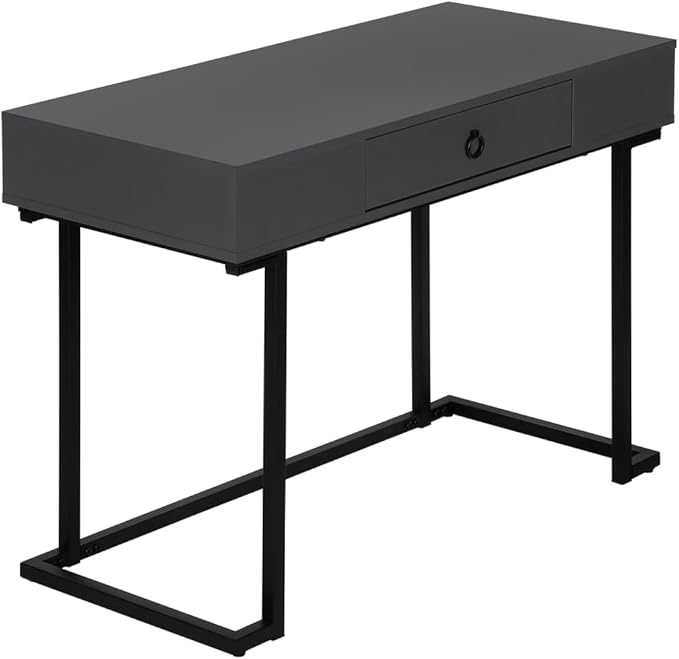 Modern Grey Laminate Computer Desk with Storage Drawer for Home Office Laptop Work - 42 Inch