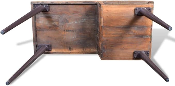 YAFF Handcrafted Reclaimed Wood Writing Desk with Painted Iron Legs – 43.3 x 19.7 x 31.5 Ideal for Home and Office Creativity Study Table with Ample Storage
