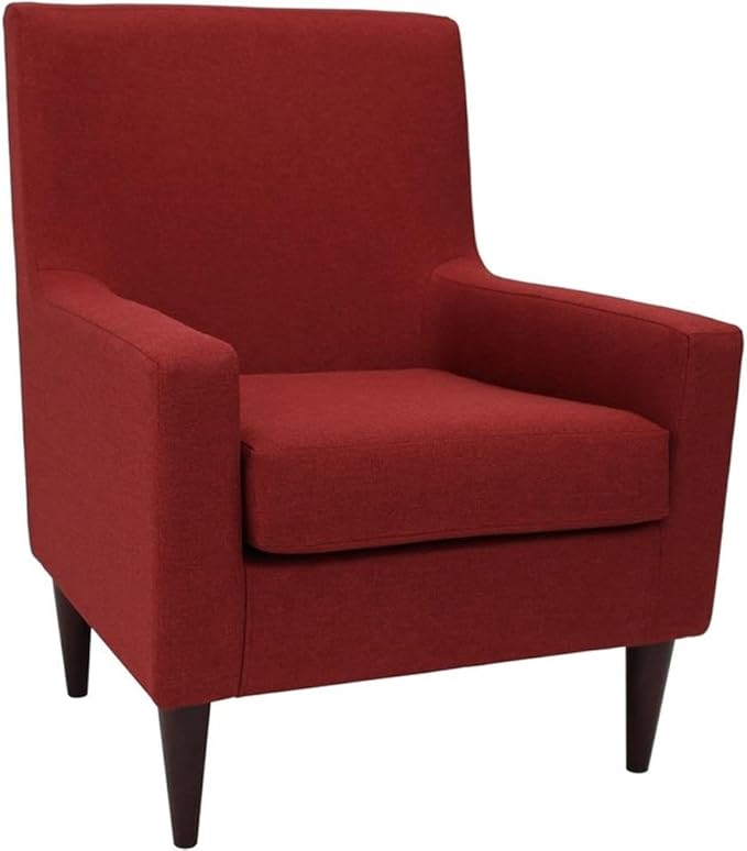 Pemberly Row Traditional Fabric Arm Chair Picante Red Finish 34.5 H x 28 W x 30 D Woven Textured Fabric Padded Seat Durable Construction Classic Accent Chair for Living Room or Bedroom