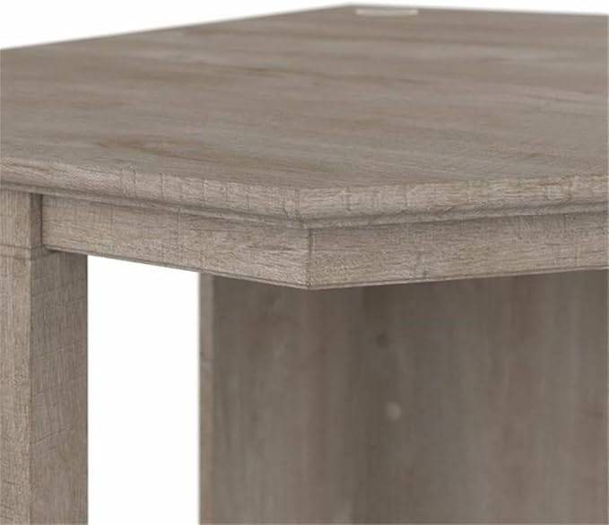 Pemberly Row Small Corner Desk 34 in x 34 in x 30 in Engineered Wood Washed Gray Finish Built-in Wire Management Grommet Casual Coastal Farmhouse Style Home Office Furniture for Compact Areas