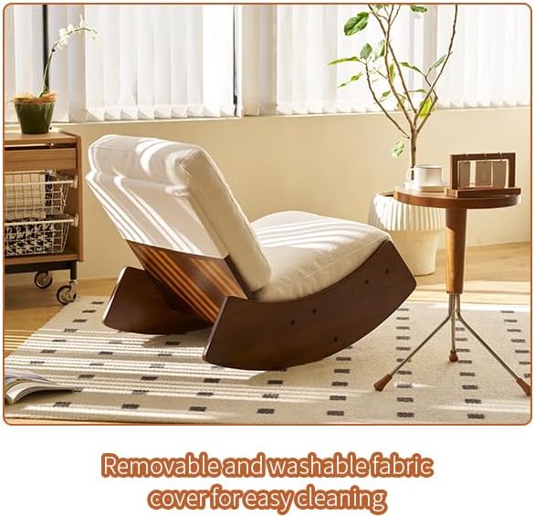 Corduroy Cozy Glide Rocking Chair: Ergonomic Comfort Smooth Motion Retro Style for Nursery Living Room or Bedroom