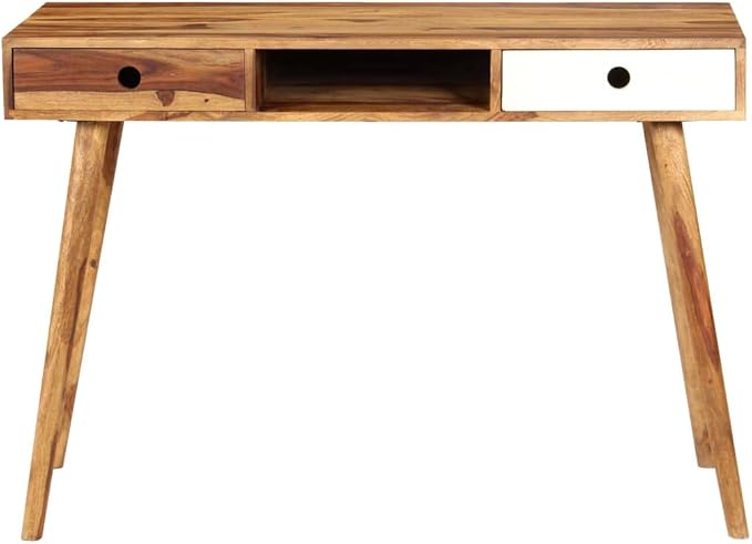 Wooden Writing Computer Desk with 3 Storage compartments Home Office Desk Writing Study Table PC Desk Workstation for Bedroom 43.3x21.7x29.9 Solid Sheesham Wood