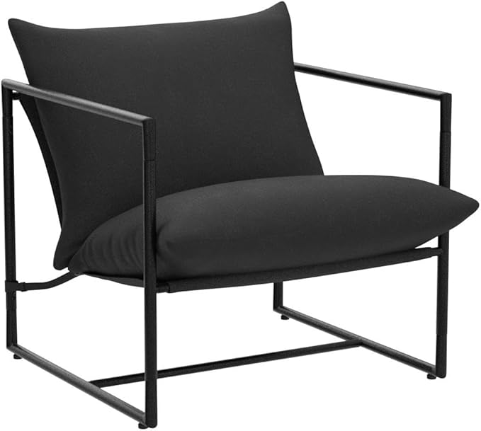 Zinus Aidan Sling Accent Chair Metal Framed Armchair with Shredded Foam Cushioning Black