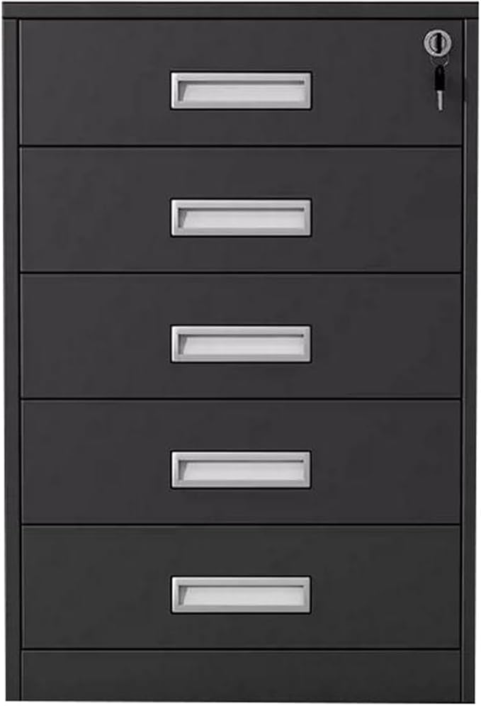 File Cabinet with Lock 5 Drawer Cabinet Under Desk Storage Cabinet Office Storage Cabinet File Information Cabinet (Color : Black)