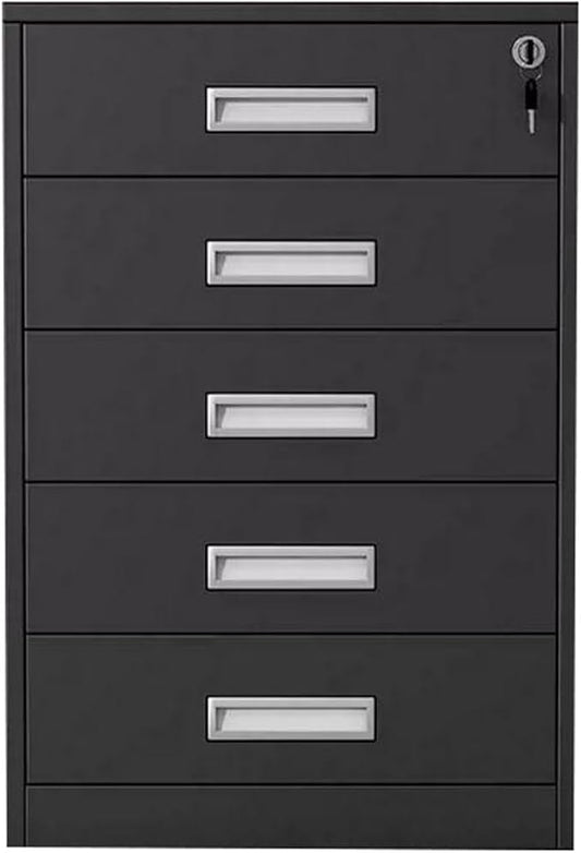 File Cabinet with Lock 5 Drawer Cabinet Under Desk Storage Cabinet Office Storage Cabinet File Information Cabinet (Color : Black)