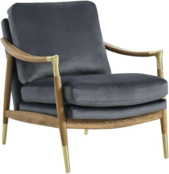 Modway Langford Stain-Resistant Performance Velvet Armchair – Mid Century Modern Velvet Chair with Wood Frame – Upholstered Accent Chair for Living Room or Bedroom
