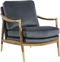 Modway Langford Stain-Resistant Performance Velvet Armchair – Mid Century Modern Velvet Chair with Wood Frame – Upholstered Accent Chair for Living Room or Bedroom