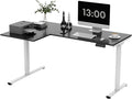 SANODESK 63-Inch Large Dual Motor L-Shaped Electric Height Adjustable Standing Desk - Reversible Panel - Black Top/White Frame - Ideal for Gaming Home Office or Computer Workstation