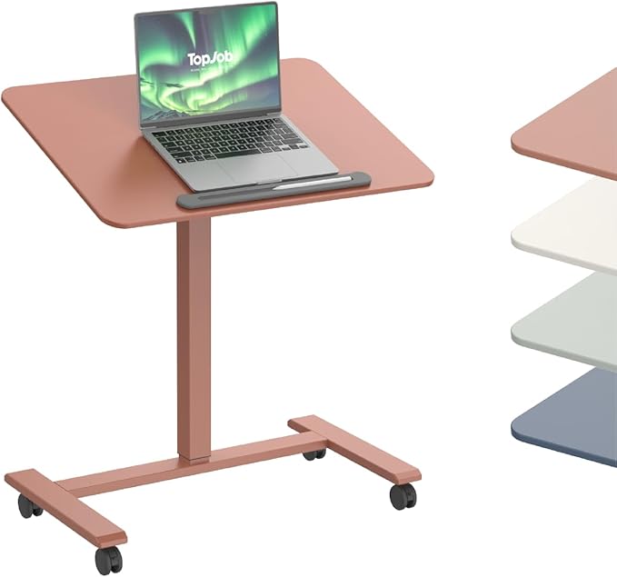 TopJob ANYDESK FOLD Mobile Standing Desk Portable with Lockable Wheels Foldable Stand Desk Rolling Computer Workstations Used for Home Couch Side Table Bedside Table in Bed Room Kitchen