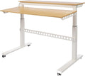 LOYALHEARTDY 47 Wide Stand Up Desk 2 Tier Manual Height Adjustable Rolling Standing Desk Computer Workstation Table with Wheels for Home Office