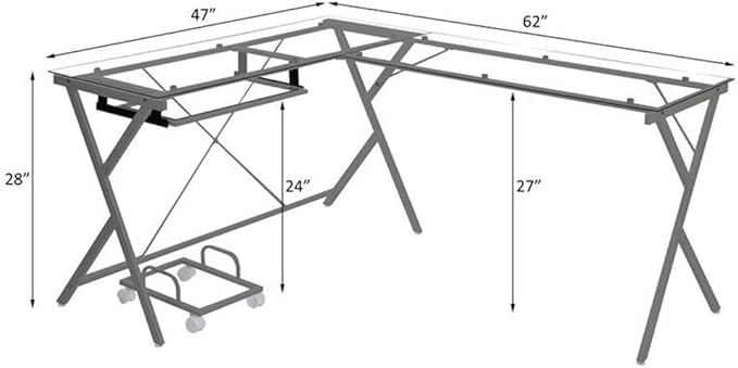 Acme Demas Glass Top Computer Desk with Computer Holder in Clear and Silver