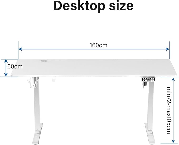 63inch Adjustable Desk Stand up Desk Electric Standing Desk Adjustable Height Sit Stand Home Office Desk Including Splice Table Plate White